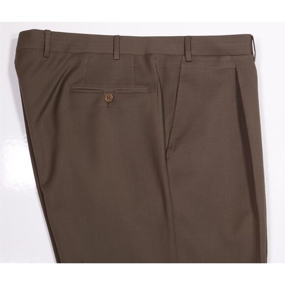 Canali 1934 Solid Brown Pleated Wool Dress Pants Trousers Current 38x32 - Picture 2 of 9